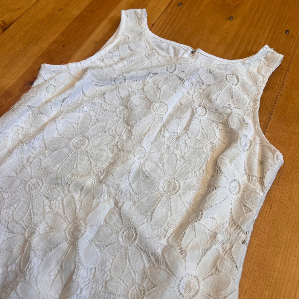 Karin Stevens White Vintage Style White Daisy Lace Shift Dress NWT Size 12 - Picture 3 of 6